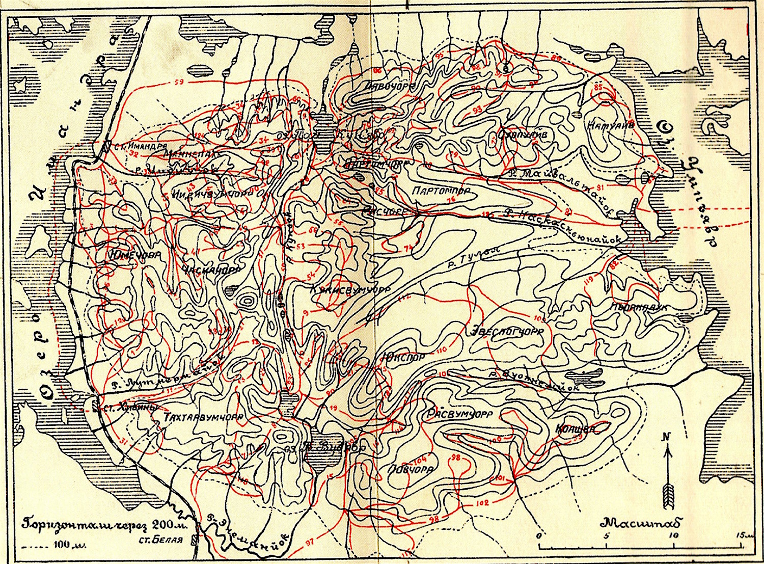Карта маршрутов экспедиции А.Е. Ферсмана