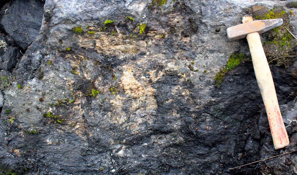 Фрагмент юкспоритового прожилка.  Поле зрения 0,5х0,5 м.