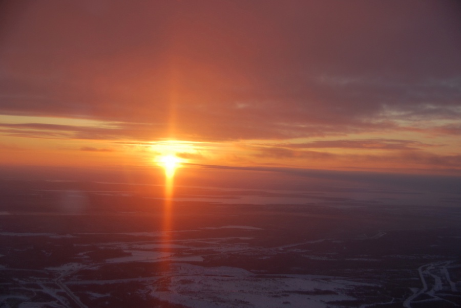 Закат над Кировском зимой Хибины